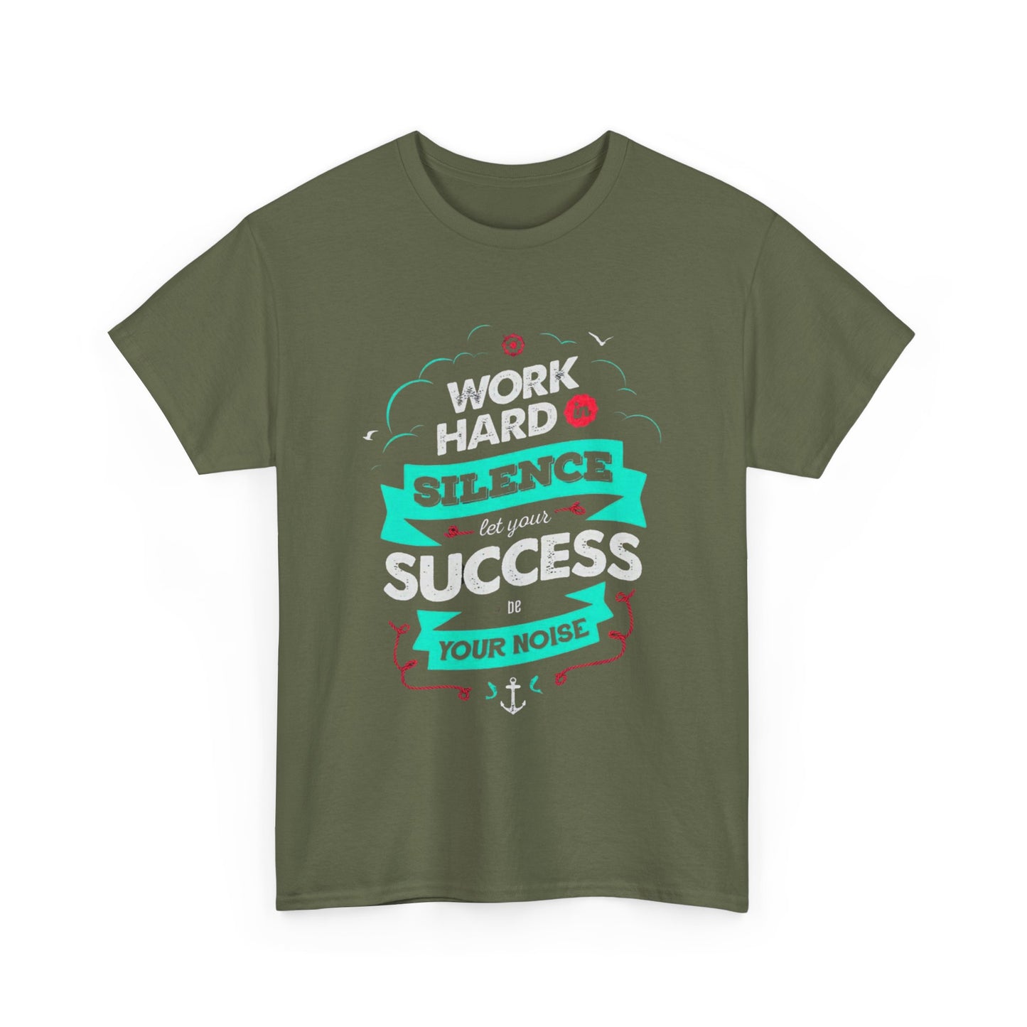 Inspirational Unisex Heavy Cotton Tee - 'Work Hard, Silence Your Noise'