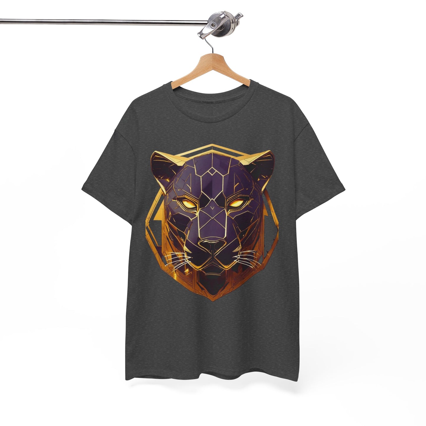 Geometric Panther Unisex Heavy Cotton Tee – Bold Graphic Design, Perfect for Animal Lovers