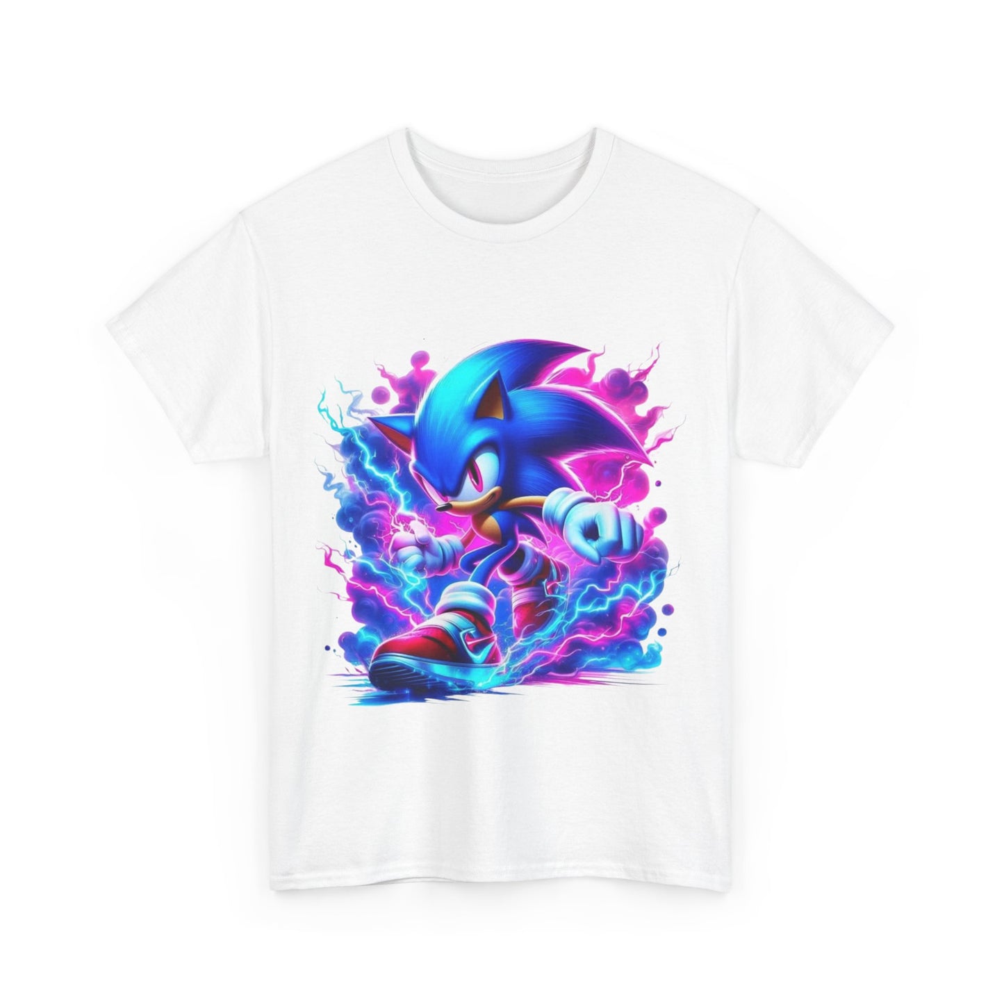 Sonic Themed Unisex Heavy Cotton Tee - Vibrant Graphic T-Shirt for Gamers