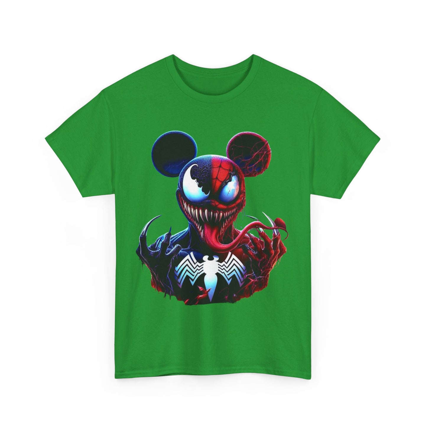 Unisex Heavy Cotton Tee - Spooky Spider Mouse Graphic Tee for Comic Fans