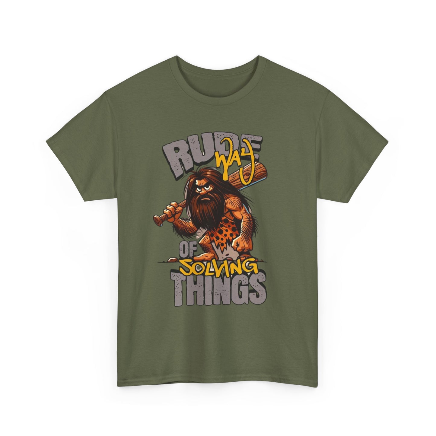 Rude Caveman Unisex Heavy Cotton Tee - Funny Graphic Shirt for Casual Wear