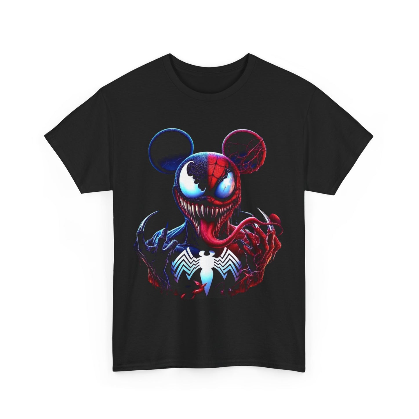 Unisex Heavy Cotton Tee - Spooky Spider Mouse Graphic Tee for Comic Fans