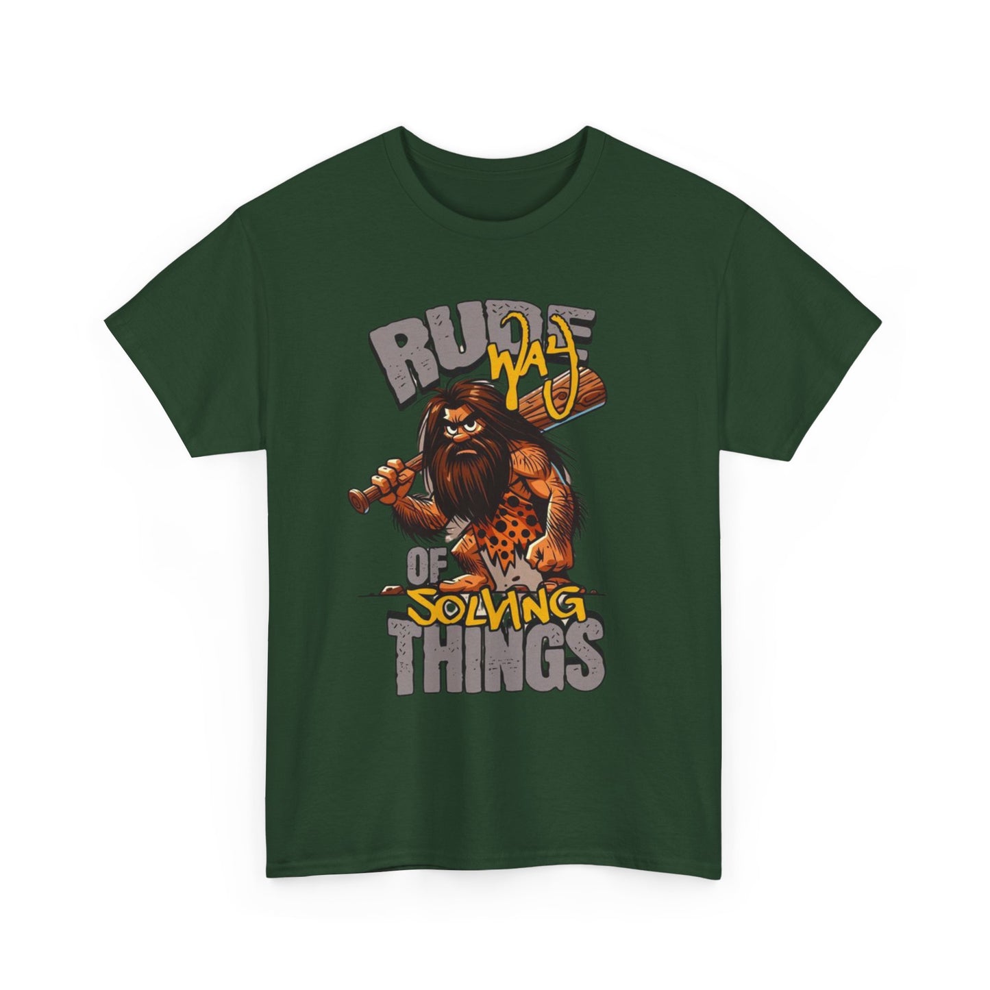 Rude Caveman Unisex Heavy Cotton Tee - Funny Graphic Shirt for Casual Wear