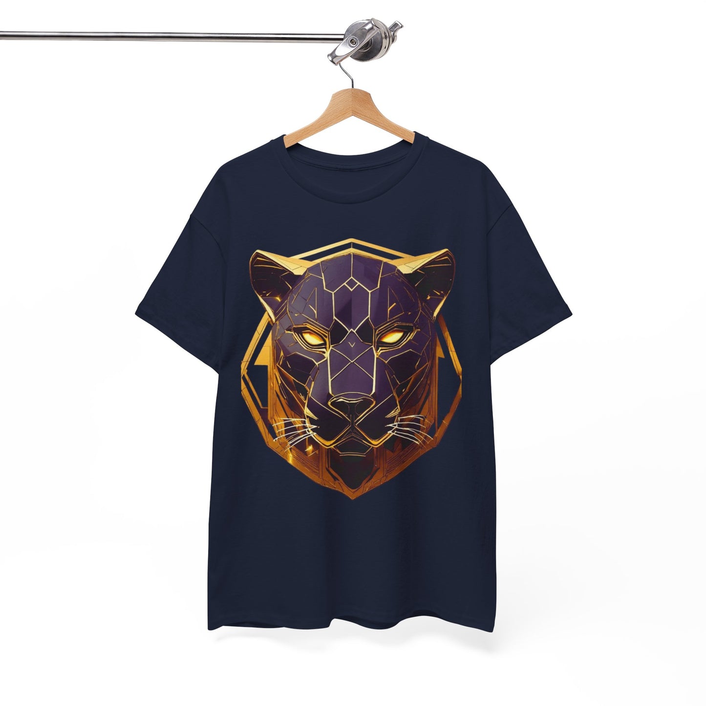 Geometric Panther Unisex Heavy Cotton Tee – Bold Graphic Design, Perfect for Animal Lovers