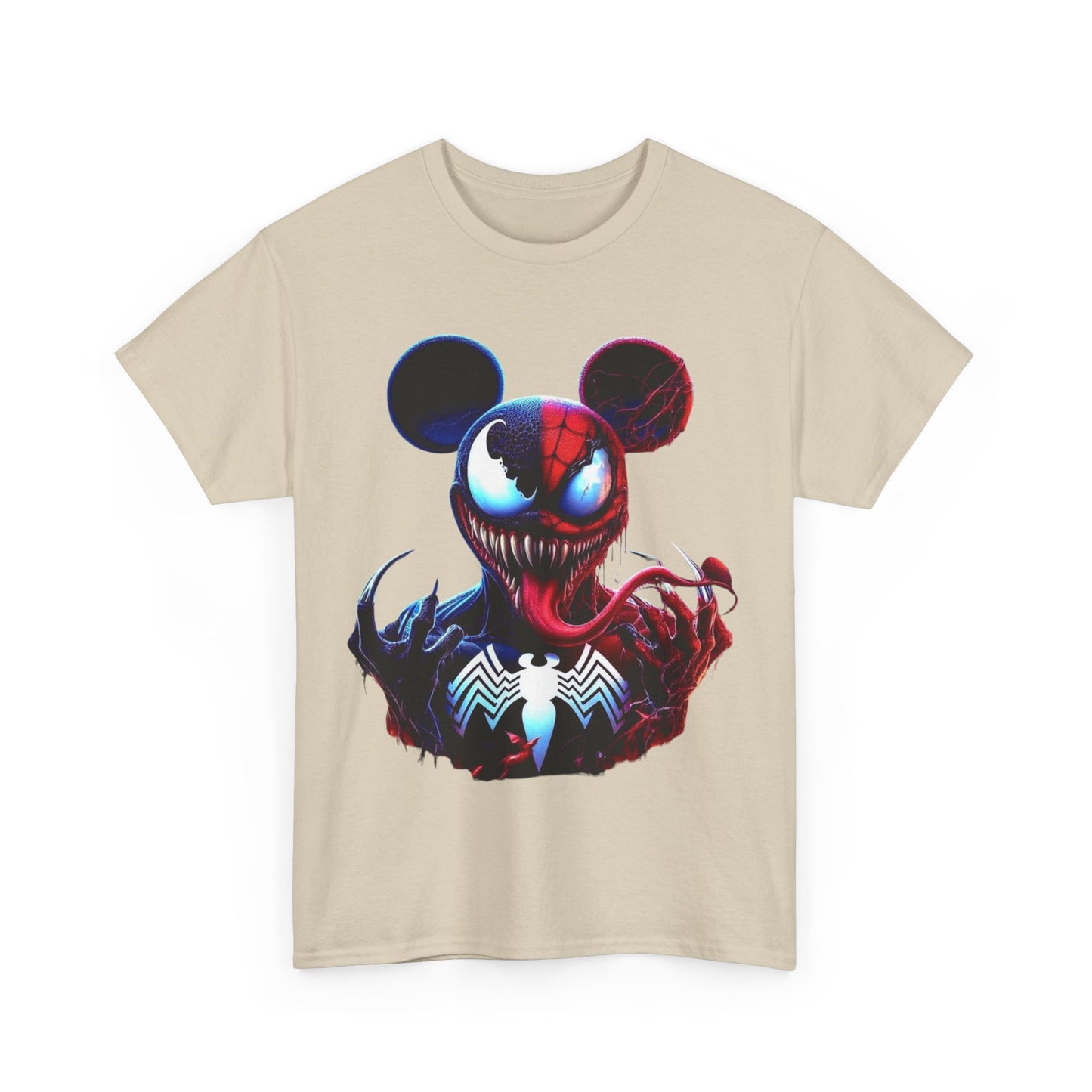 Unisex Heavy Cotton Tee - Spooky Spider Mouse Graphic Tee for Comic Fans