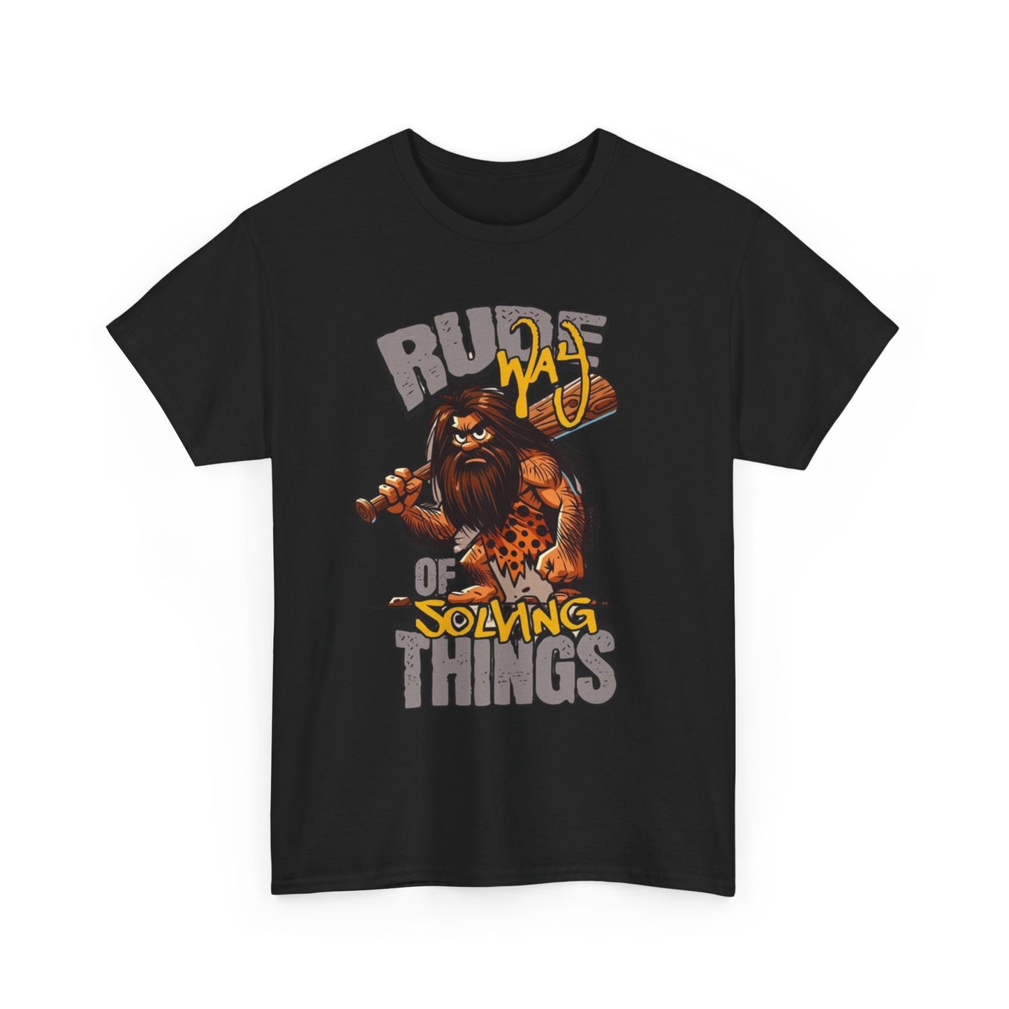 Rude Caveman Unisex Heavy Cotton Tee - Funny Graphic Shirt for Casual Wear