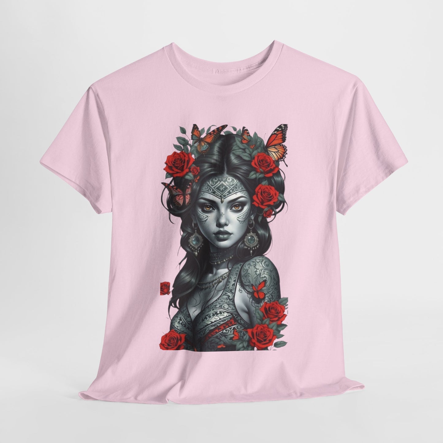 Bohemian Floral Art Tee - Unisex Heavy Cotton T-Shirt