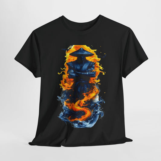 Mystic Samurai Unisex Heavy Cotton Tee - Fire & Water Design