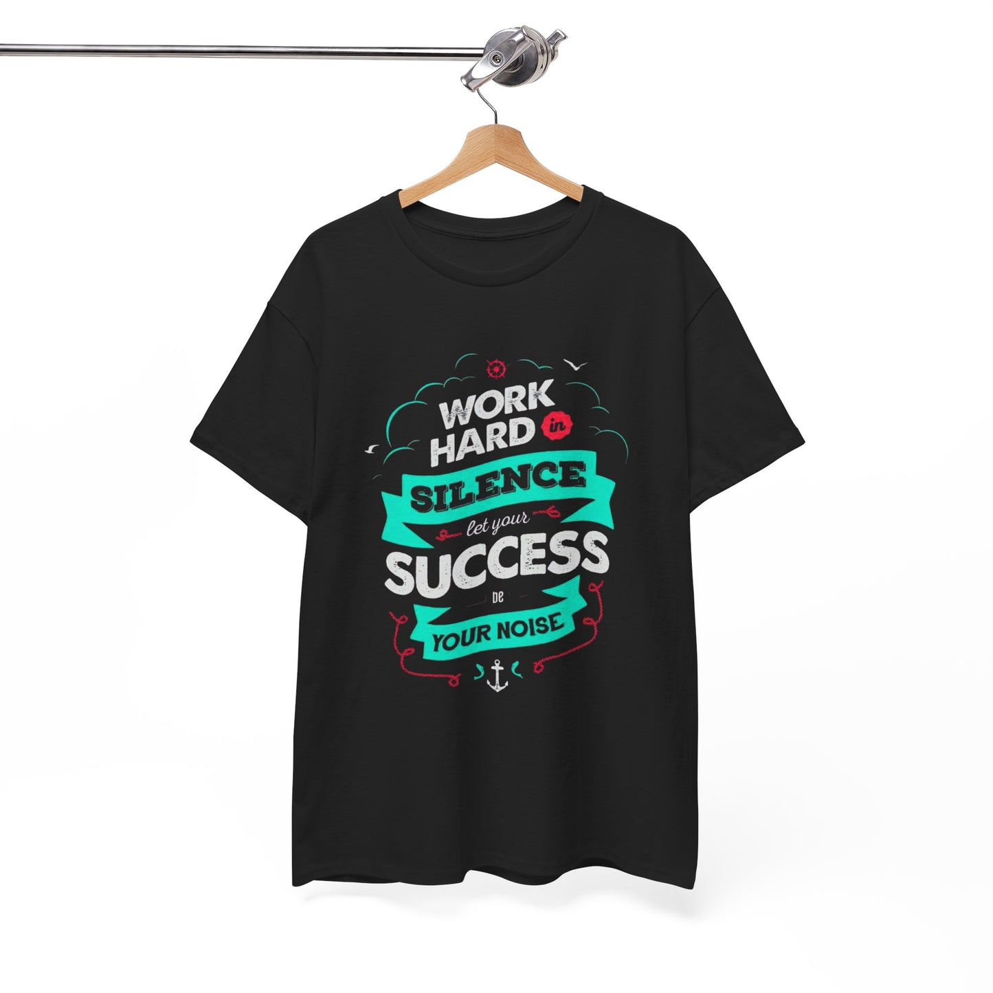 Inspirational Unisex Heavy Cotton Tee - 'Work Hard, Silence Your Noise'