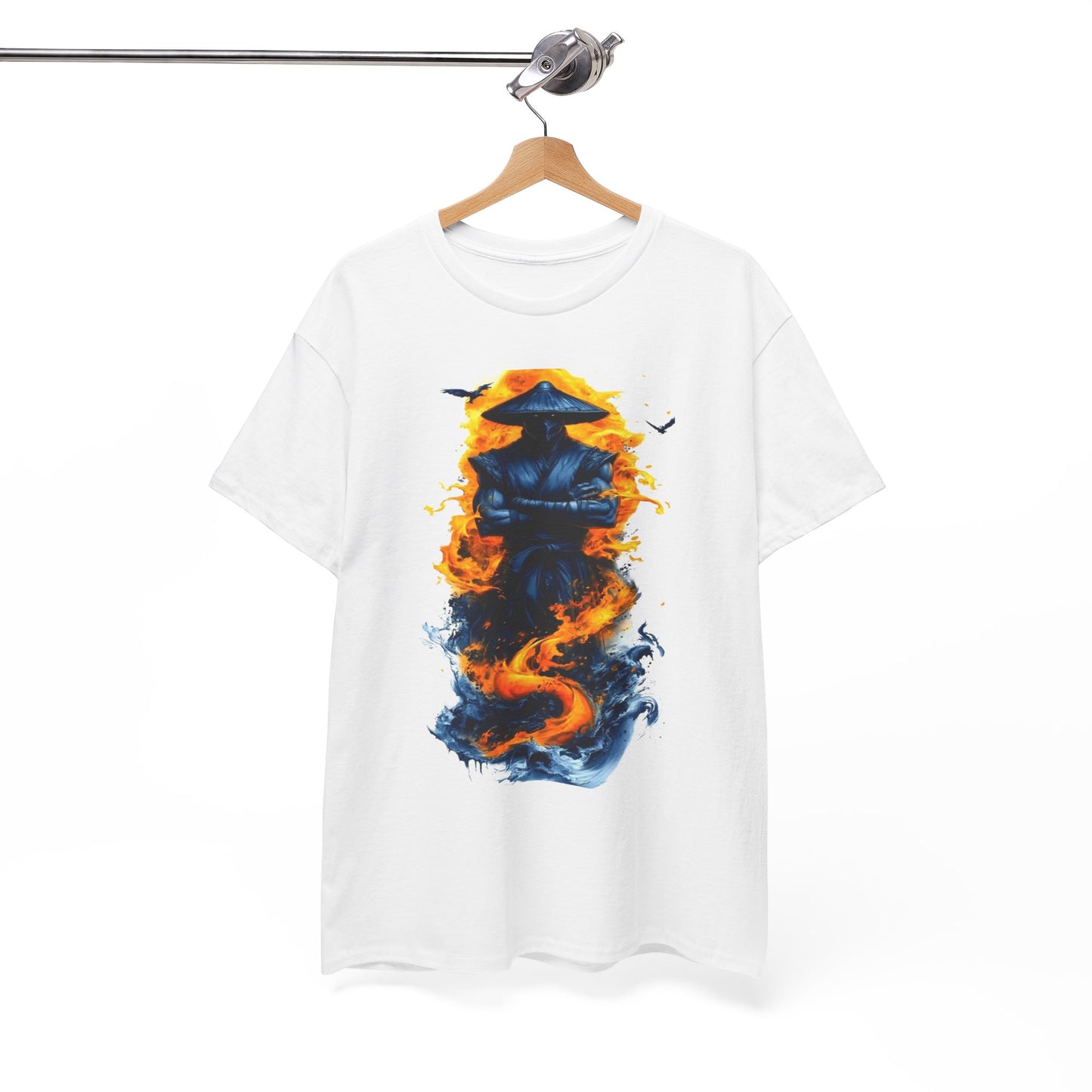 Mystic Samurai Unisex Heavy Cotton Tee - Fire & Water Design