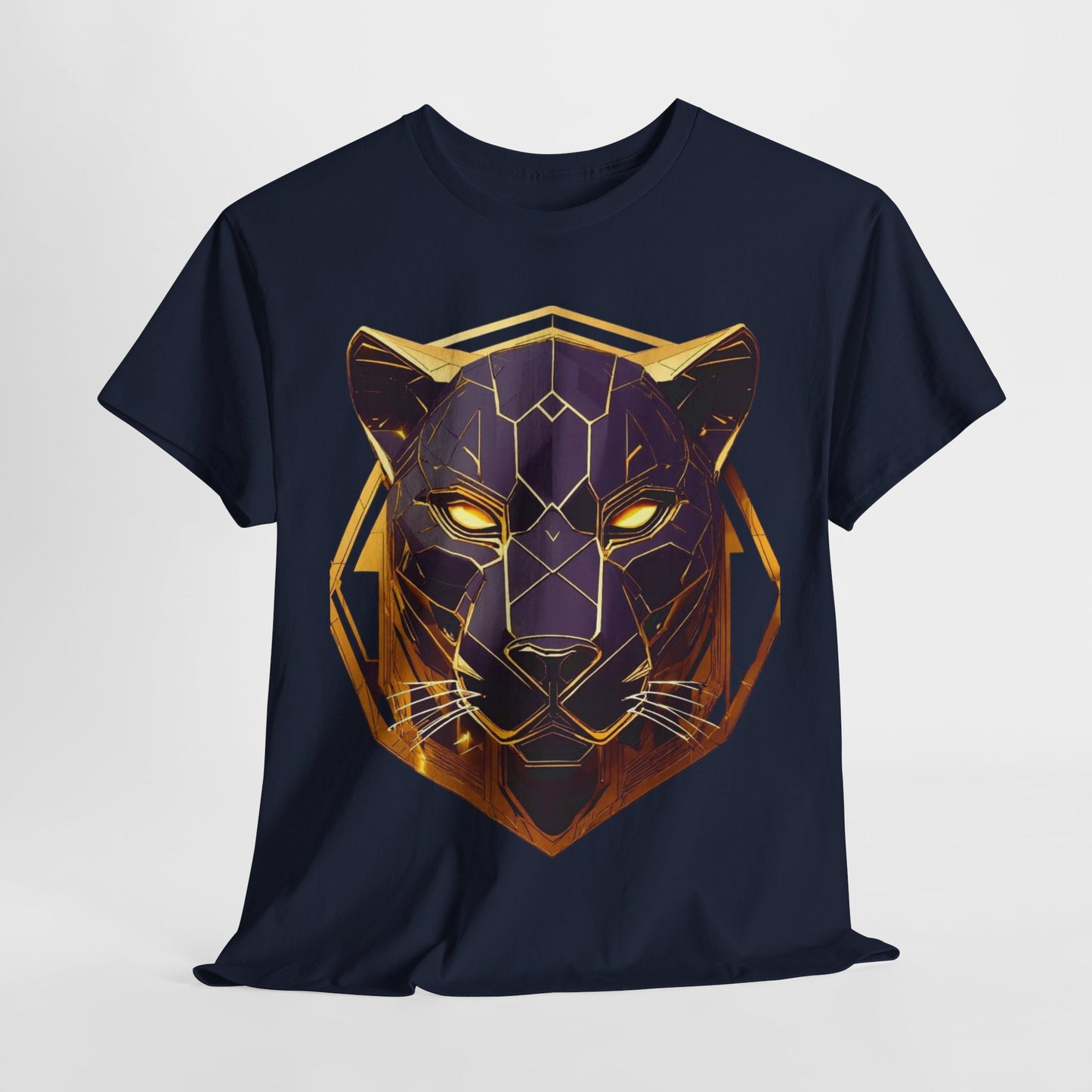 Geometric Panther Unisex Heavy Cotton Tee – Bold Graphic Design, Perfect for Animal Lovers