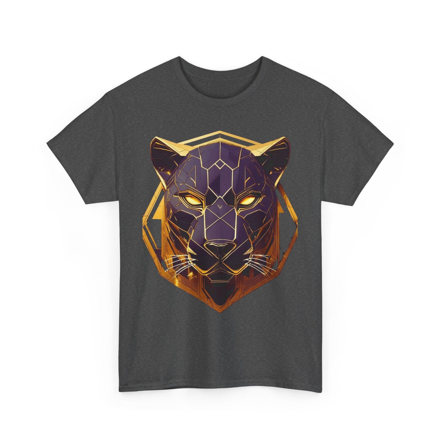 Geometric Panther Unisex Heavy Cotton Tee – Bold Graphic Design, Perfect for Animal Lovers