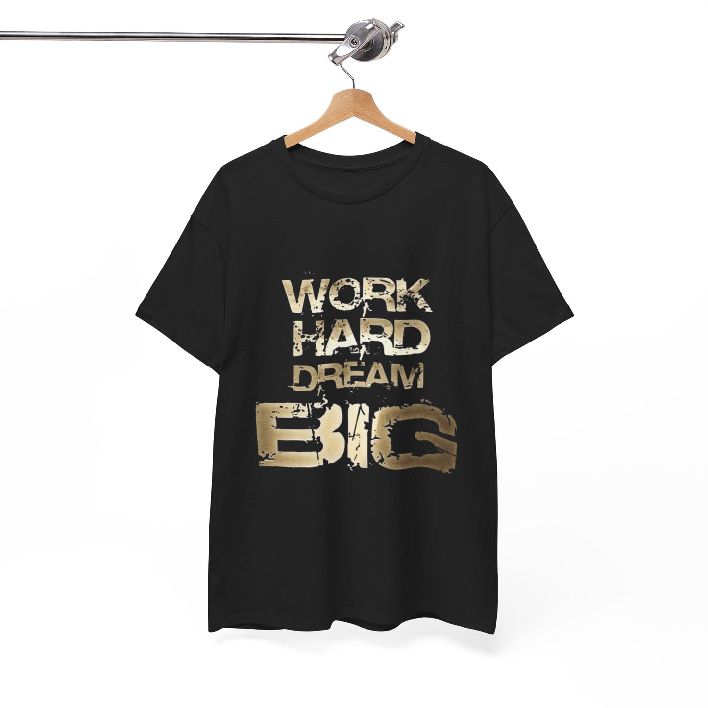 Motivational Unisex Heavy Cotton Tee - 'Work Hard Dream Big' T-Shirt