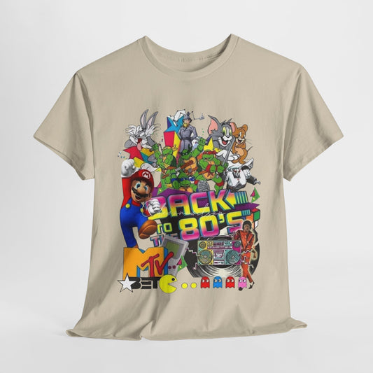 Unisex Heavy Cotton Tee - Retro 80s Gaming Nostalgia Tee