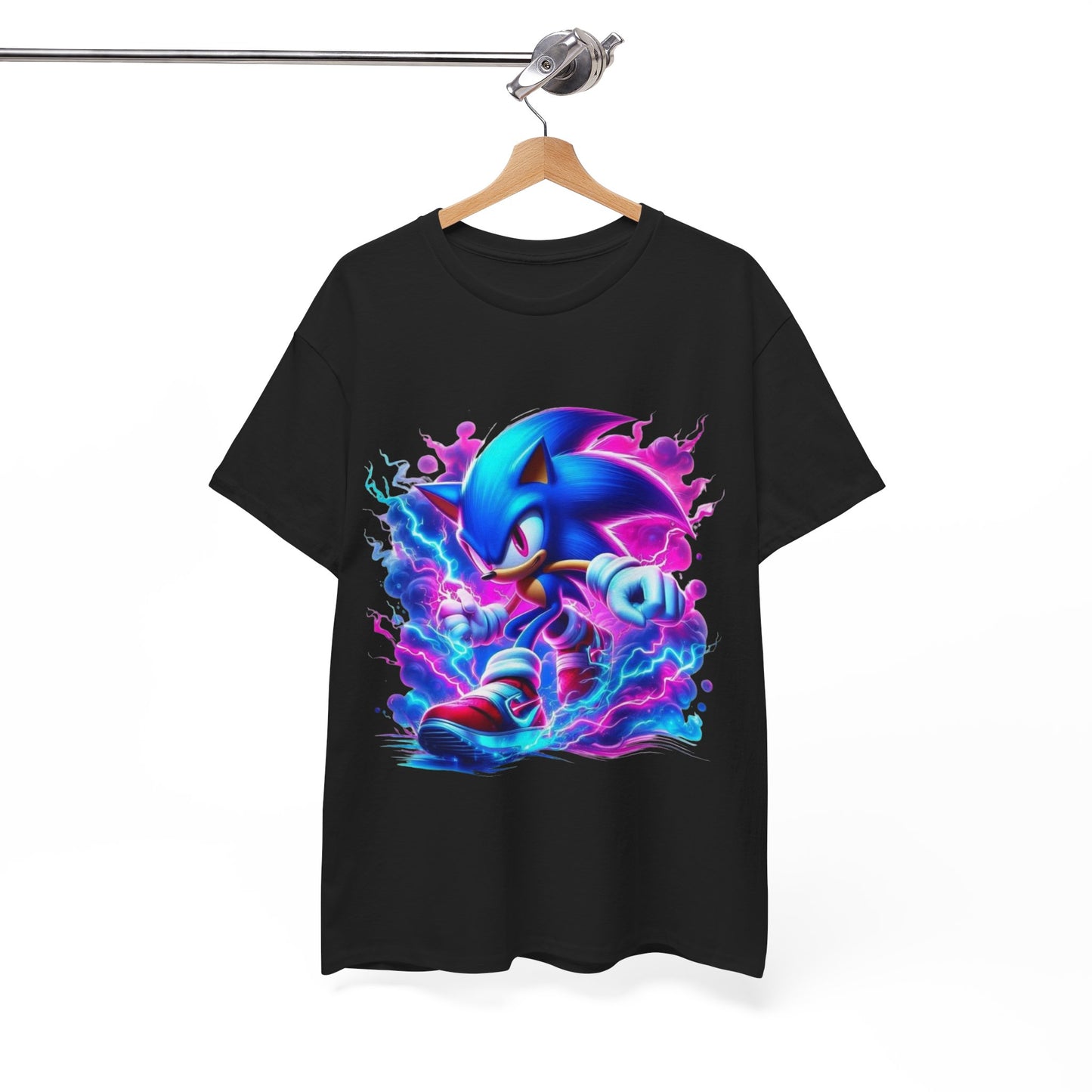 Sonic Themed Unisex Heavy Cotton Tee - Vibrant Graphic T-Shirt for Gamers