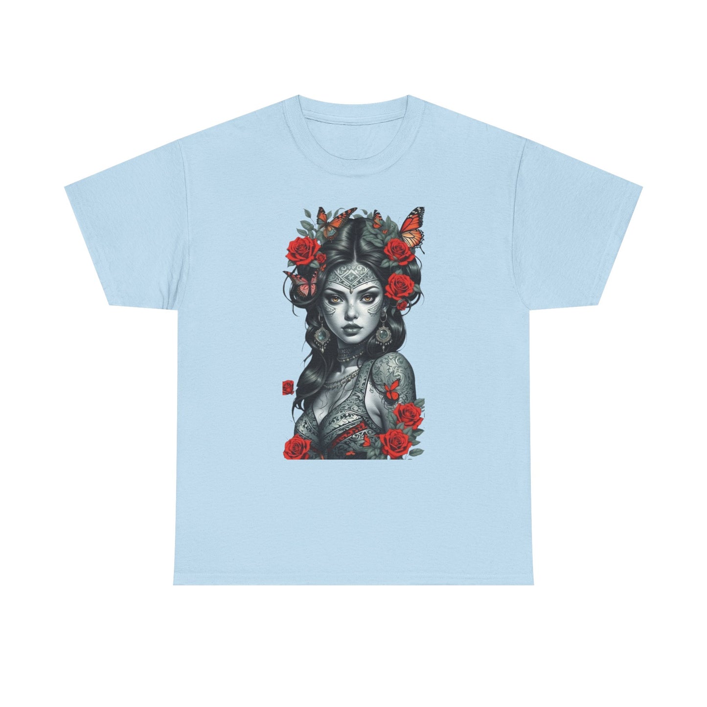 Bohemian Floral Art Tee - Unisex Heavy Cotton T-Shirt