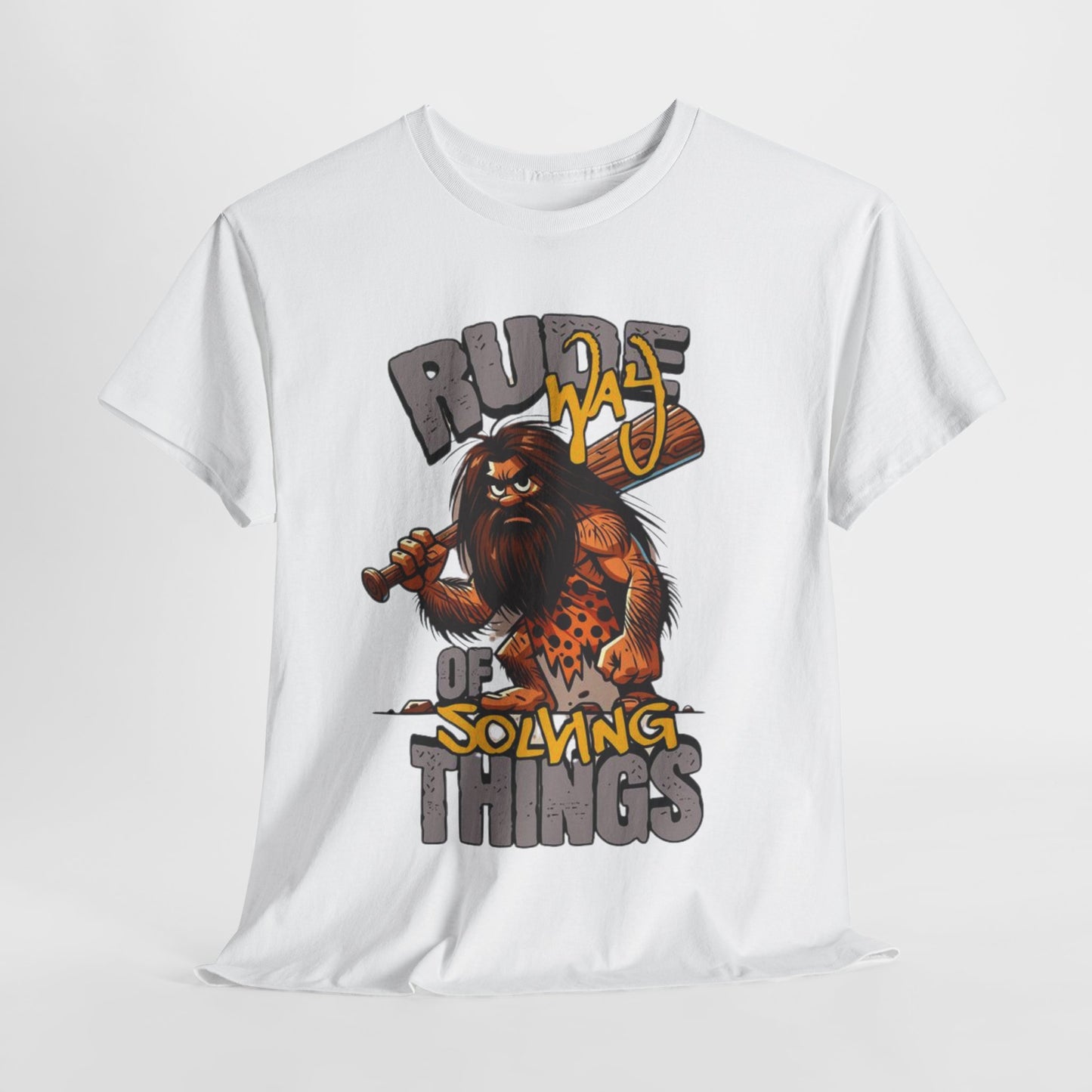 Rude Caveman Unisex Heavy Cotton Tee - Funny Graphic Shirt for Casual Wear