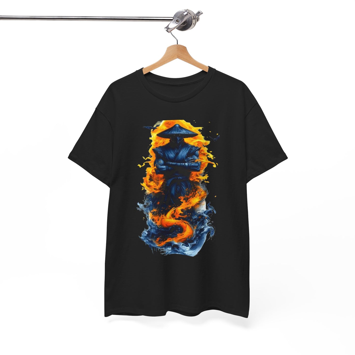 Mystic Samurai Unisex Heavy Cotton Tee - Fire & Water Design