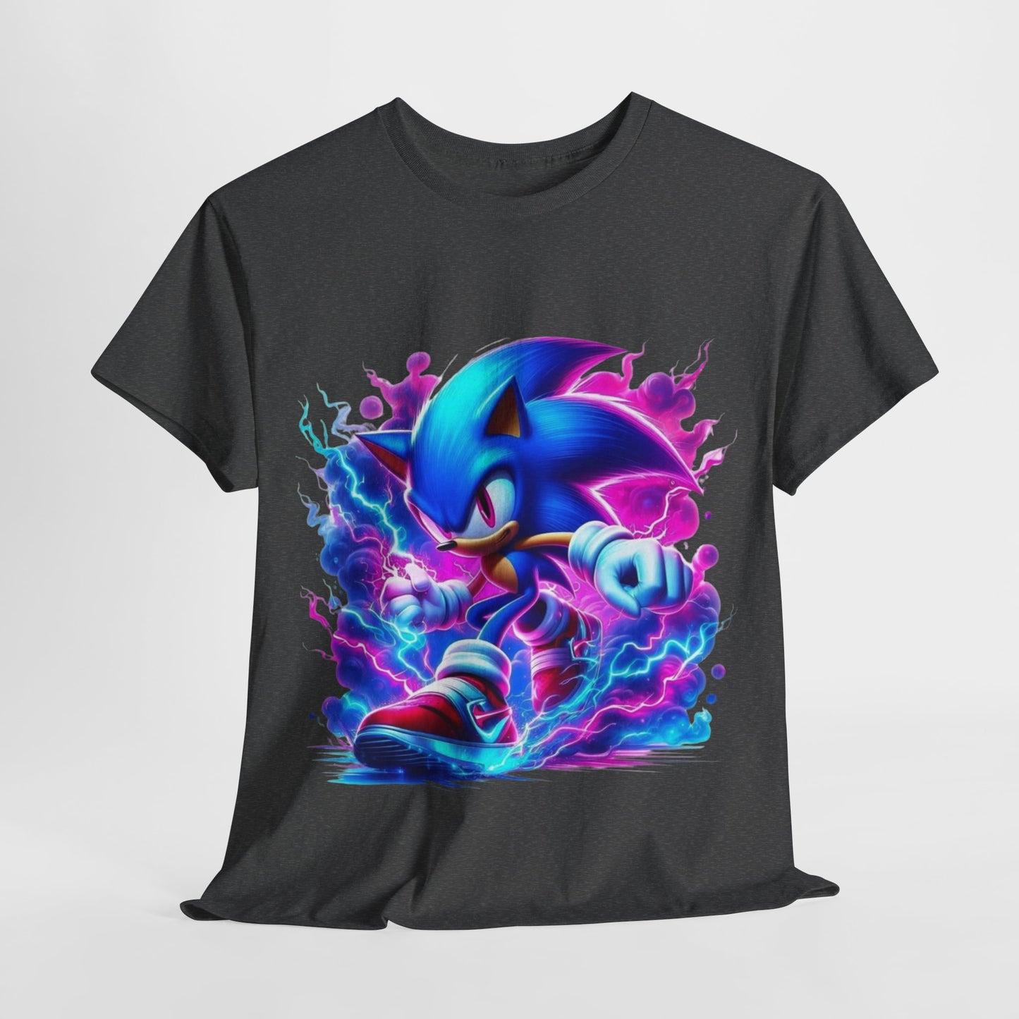 Sonic Themed Unisex Heavy Cotton Tee - Vibrant Graphic T-Shirt for Gamers