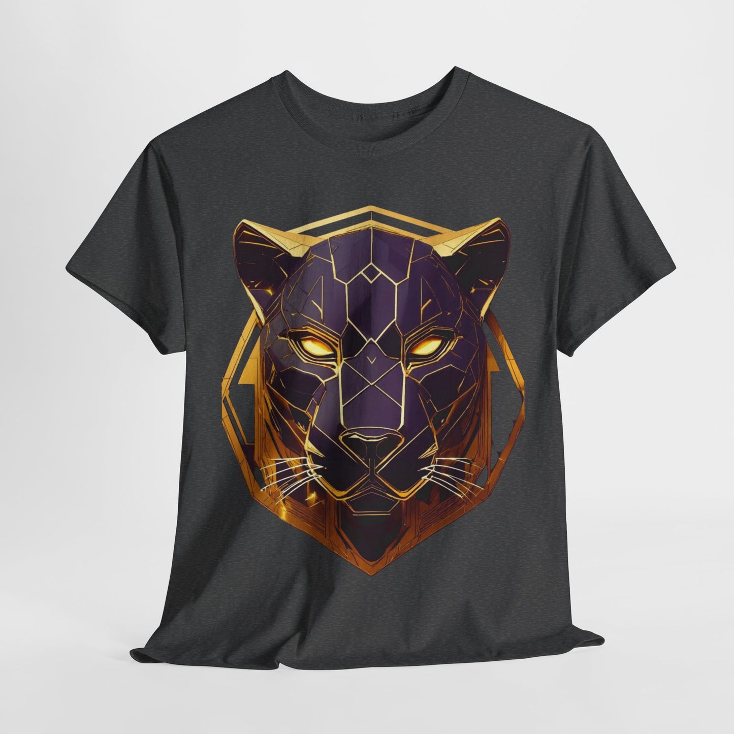 Geometric Panther Unisex Heavy Cotton Tee – Bold Graphic Design, Perfect for Animal Lovers