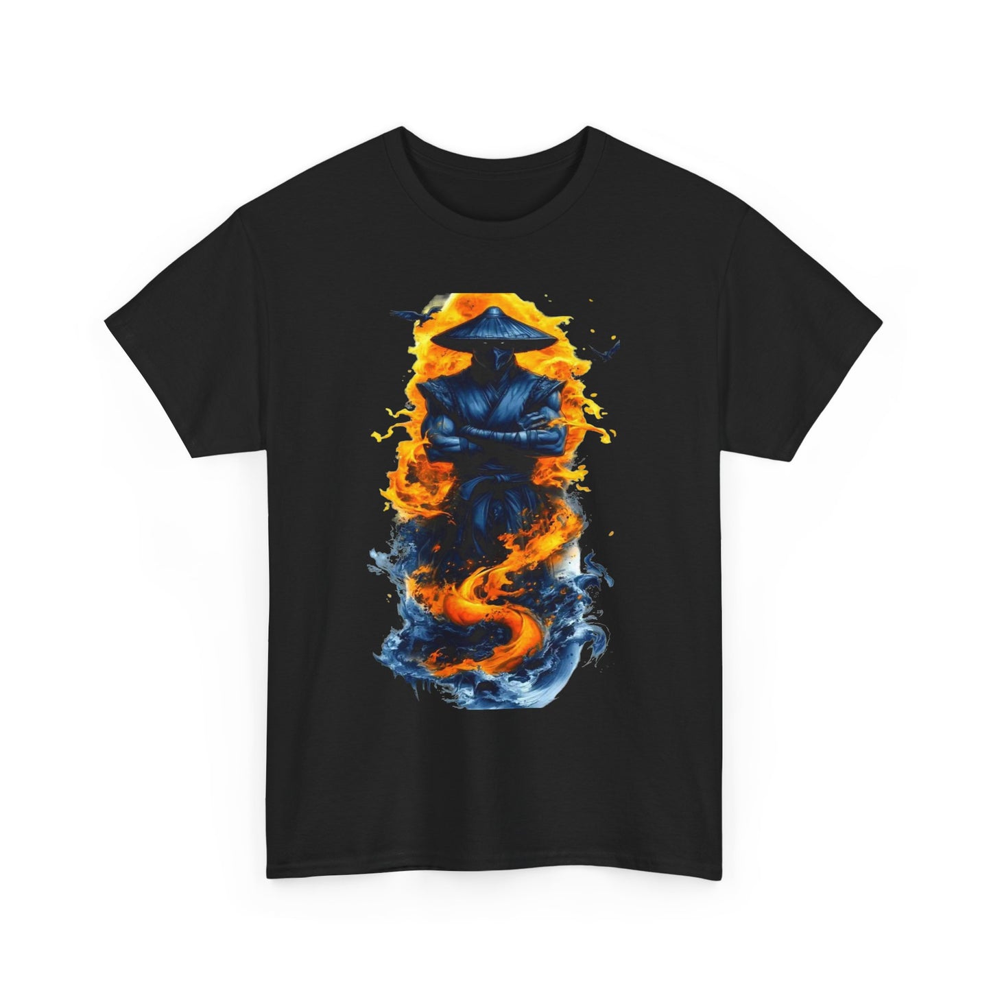 Mystic Samurai Unisex Heavy Cotton Tee - Fire & Water Design