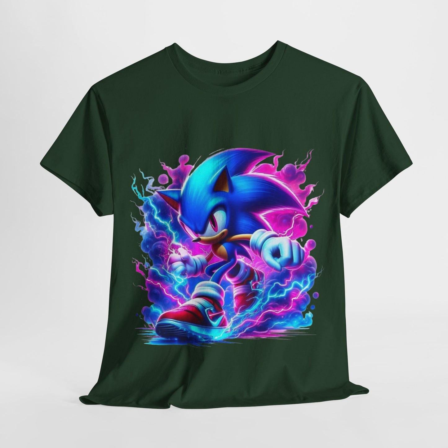 Sonic Themed Unisex Heavy Cotton Tee - Vibrant Graphic T-Shirt for Gamers