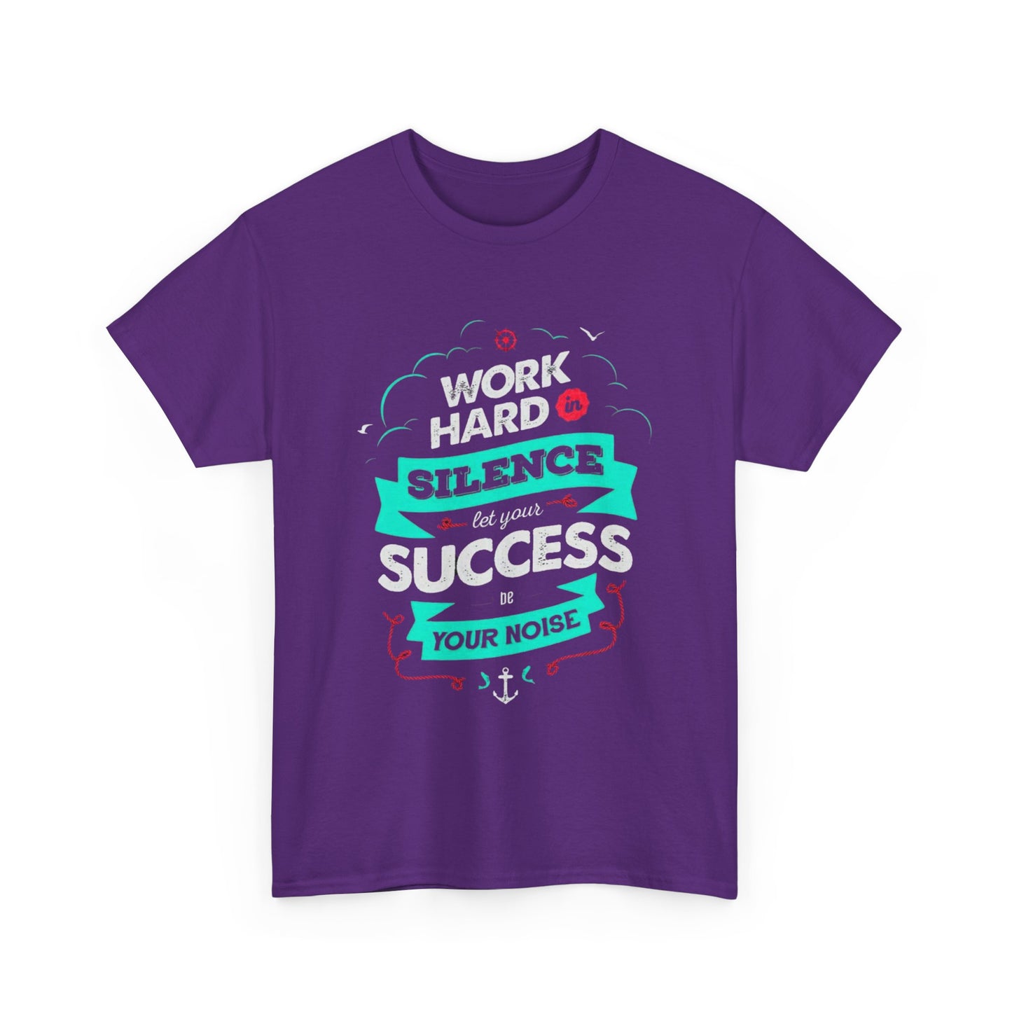 Inspirational Unisex Heavy Cotton Tee - 'Work Hard, Silence Your Noise'