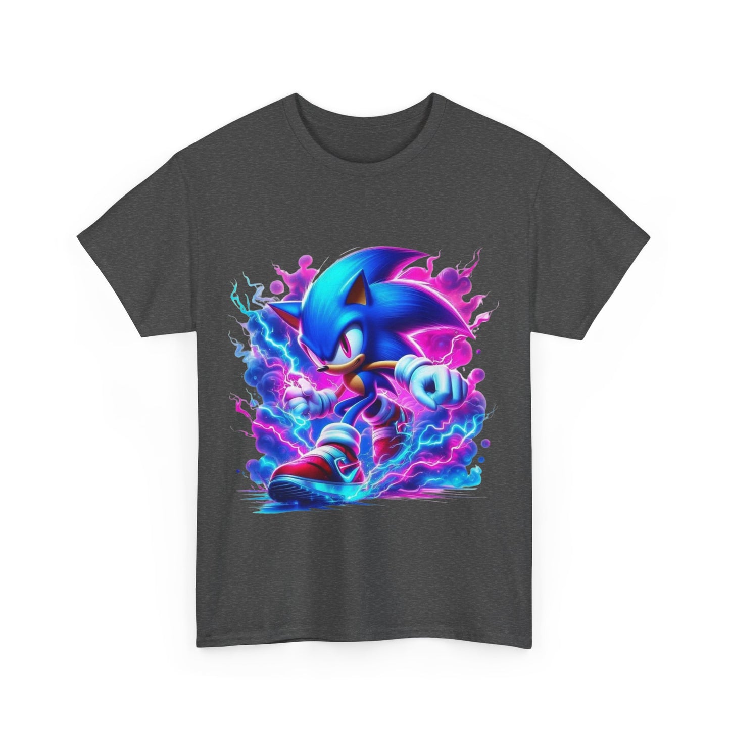 Sonic Themed Unisex Heavy Cotton Tee - Vibrant Graphic T-Shirt for Gamers