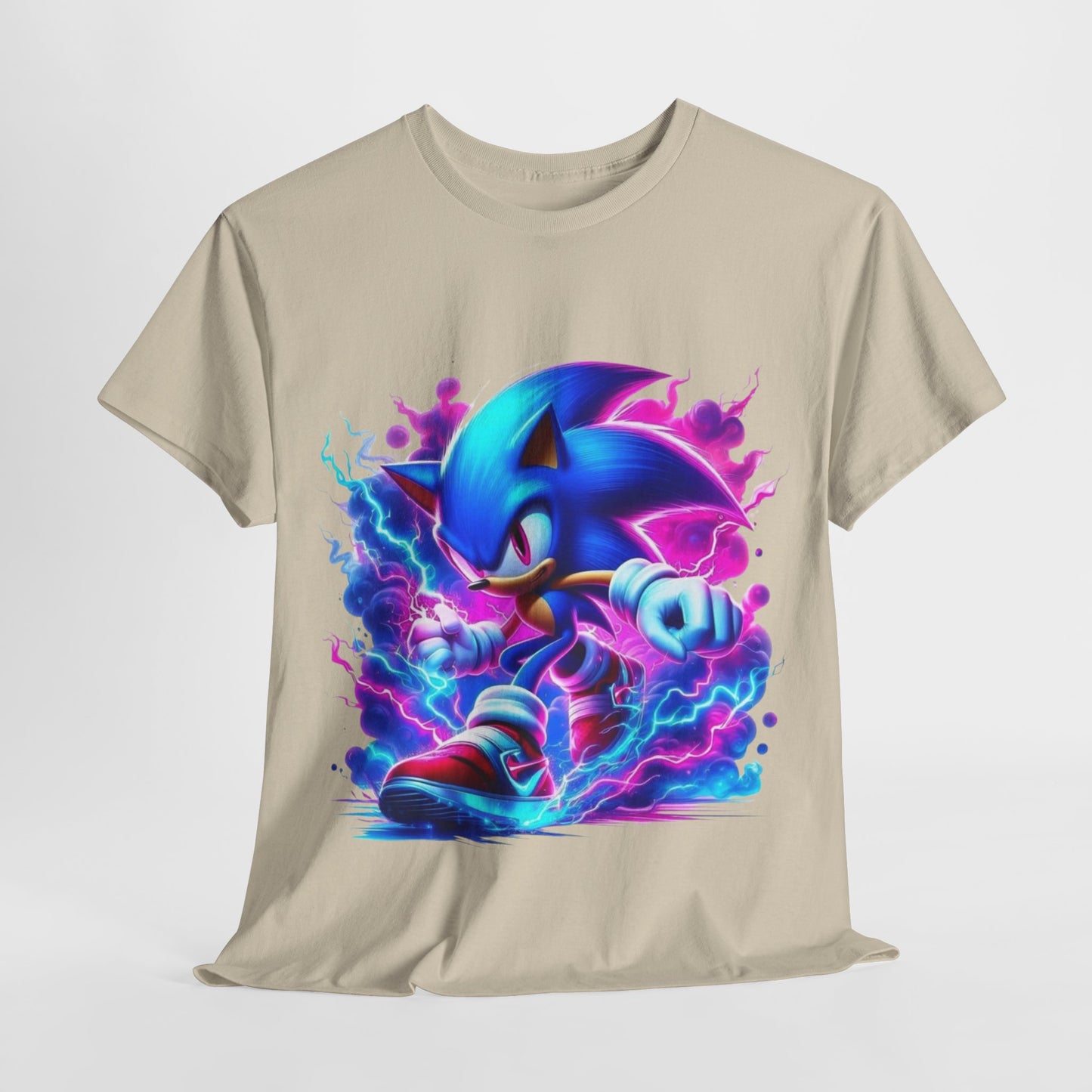 Sonic Themed Unisex Heavy Cotton Tee - Vibrant Graphic T-Shirt for Gamers