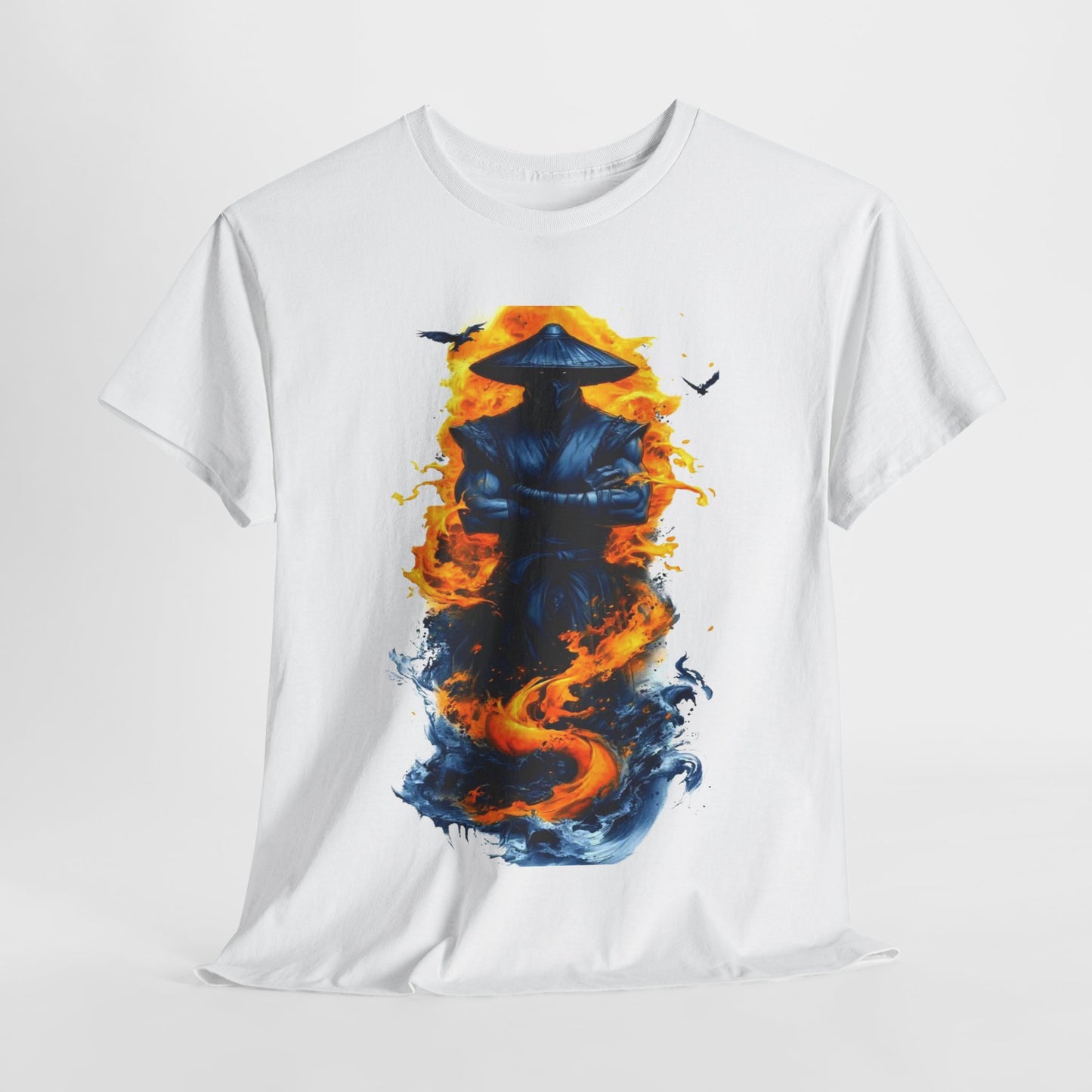 Mystic Samurai Unisex Heavy Cotton Tee - Fire & Water Design