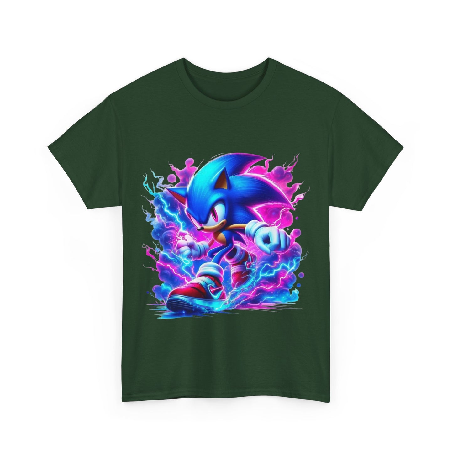 Sonic Themed Unisex Heavy Cotton Tee - Vibrant Graphic T-Shirt for Gamers