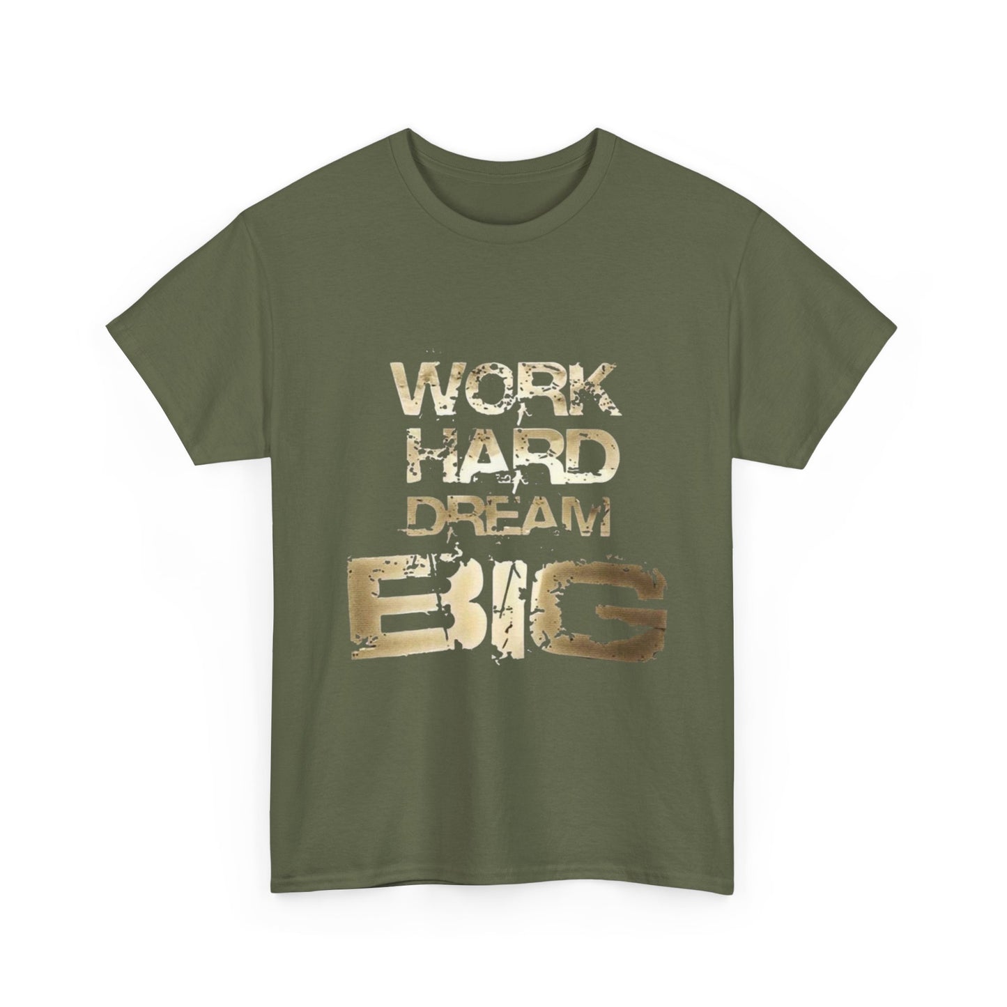 Motivational Unisex Heavy Cotton Tee - 'Work Hard Dream Big' T-Shirt