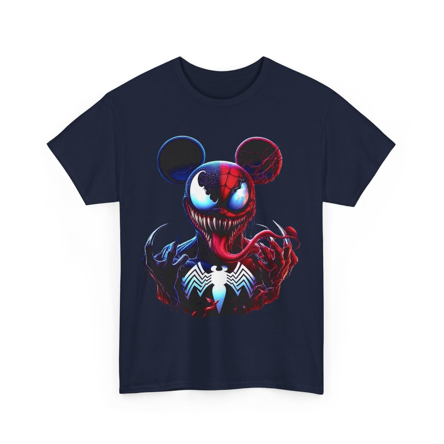 Unisex Heavy Cotton Tee - Spooky Spider Mouse Graphic Tee for Comic Fans