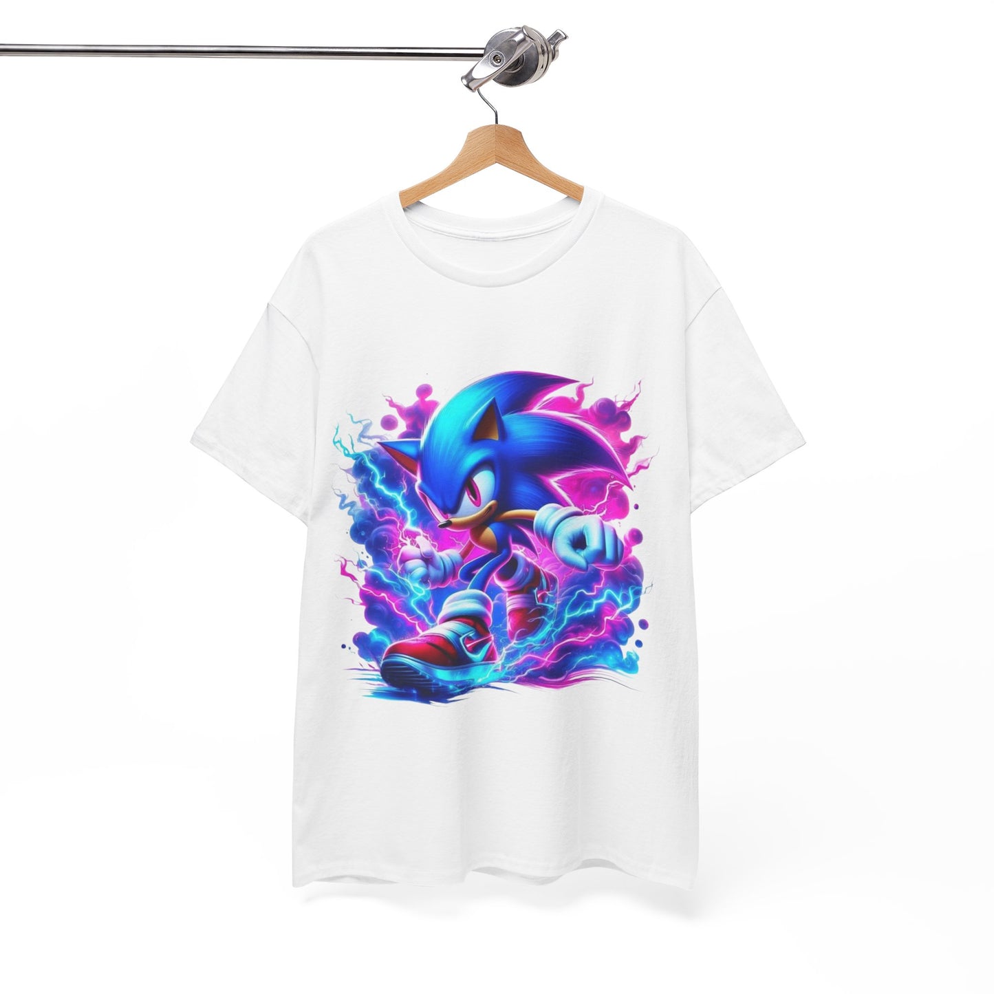 Sonic Themed Unisex Heavy Cotton Tee - Vibrant Graphic T-Shirt for Gamers