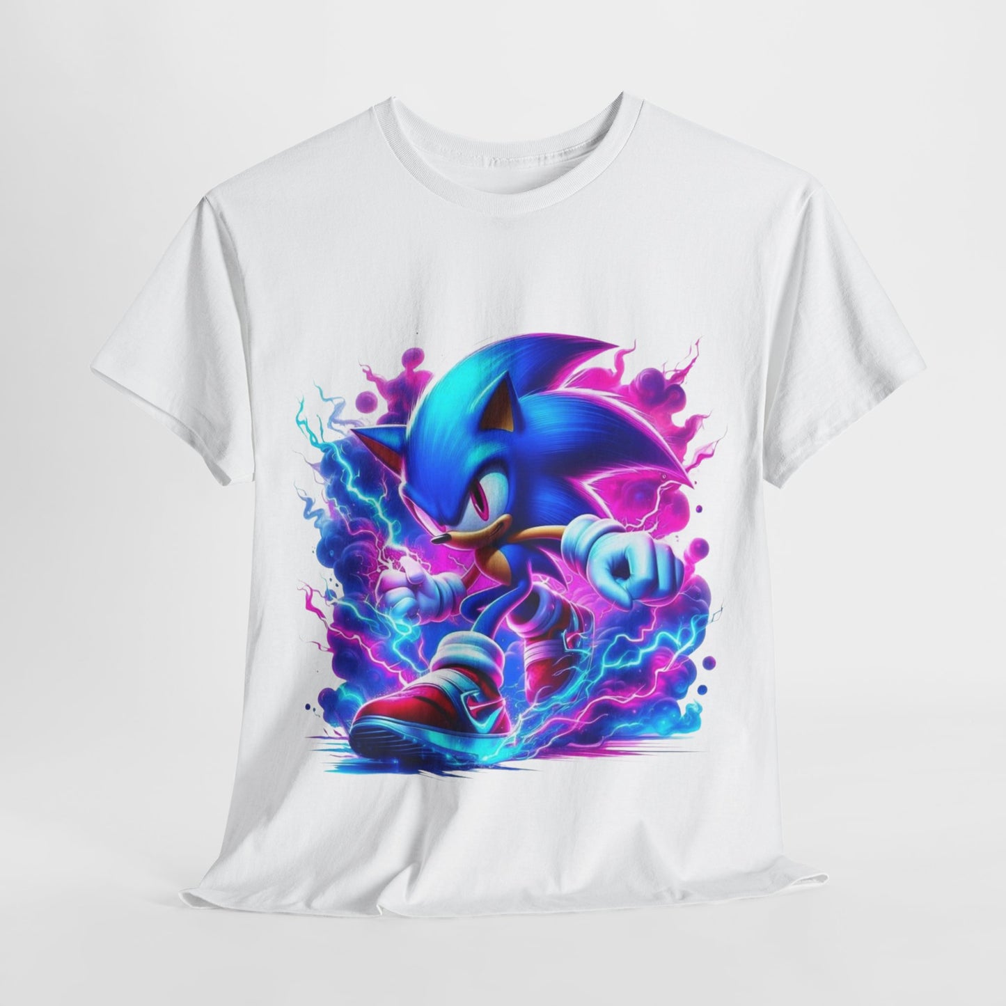 Sonic Themed Unisex Heavy Cotton Tee - Vibrant Graphic T-Shirt for Gamers