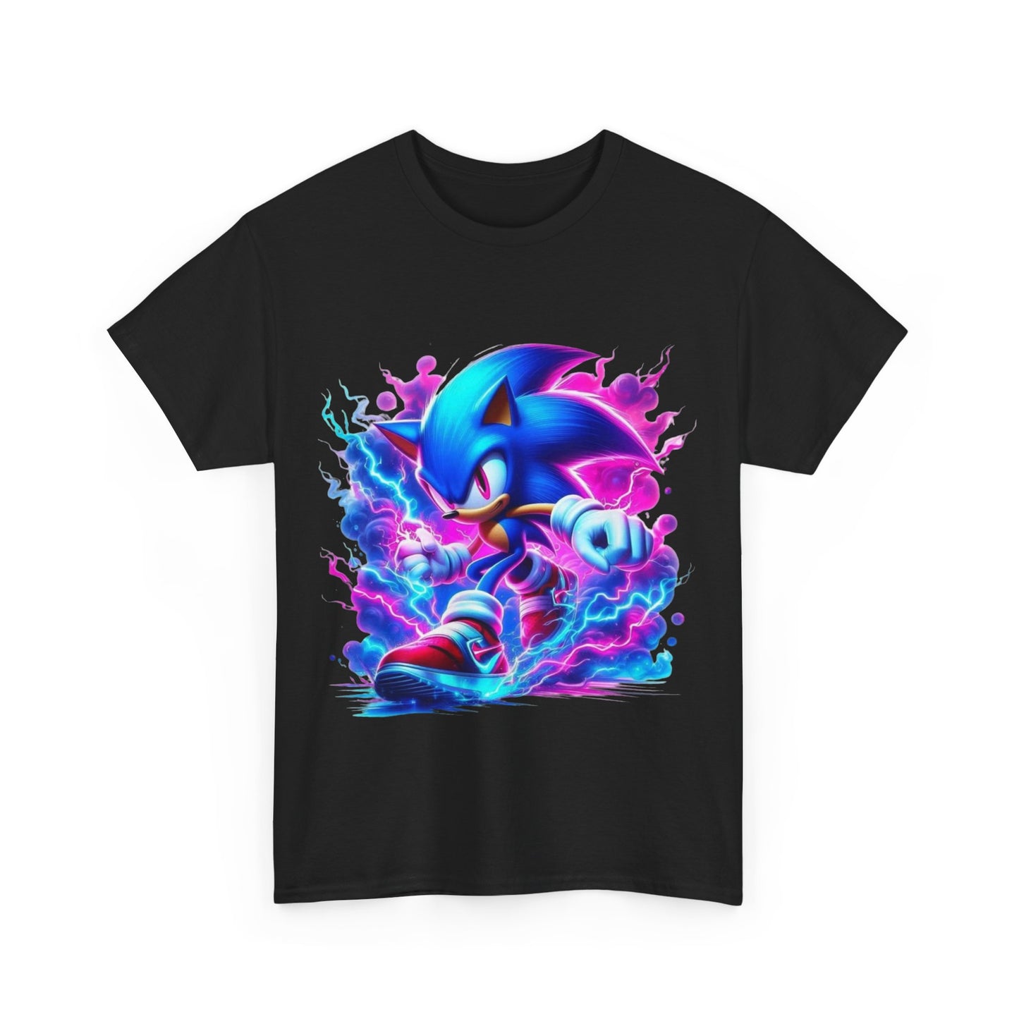 Sonic Themed Unisex Heavy Cotton Tee - Vibrant Graphic T-Shirt for Gamers