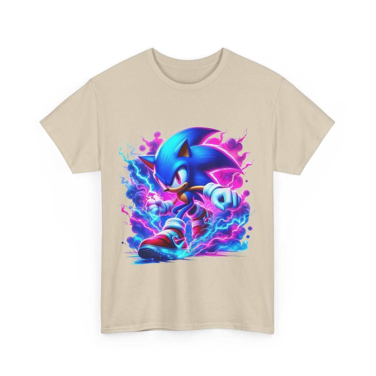 Sonic Themed Unisex Heavy Cotton Tee - Vibrant Graphic T-Shirt for Gamers