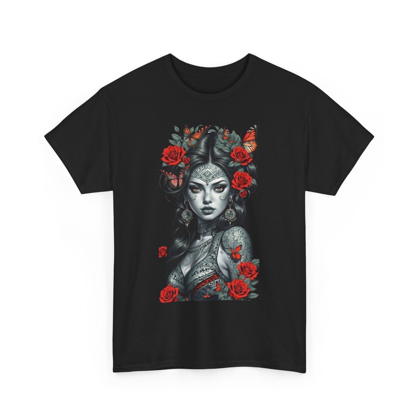 Bohemian Floral Art Tee - Unisex Heavy Cotton T-Shirt