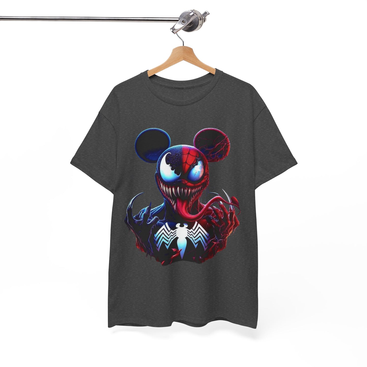 Unisex Heavy Cotton Tee - Spooky Spider Mouse Graphic Tee for Comic Fans