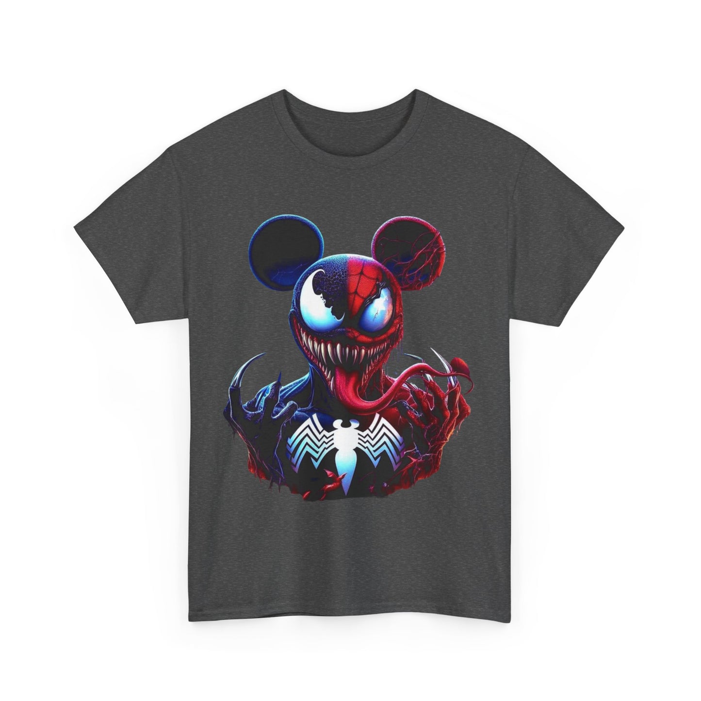 Unisex Heavy Cotton Tee - Spooky Spider Mouse Graphic Tee for Comic Fans