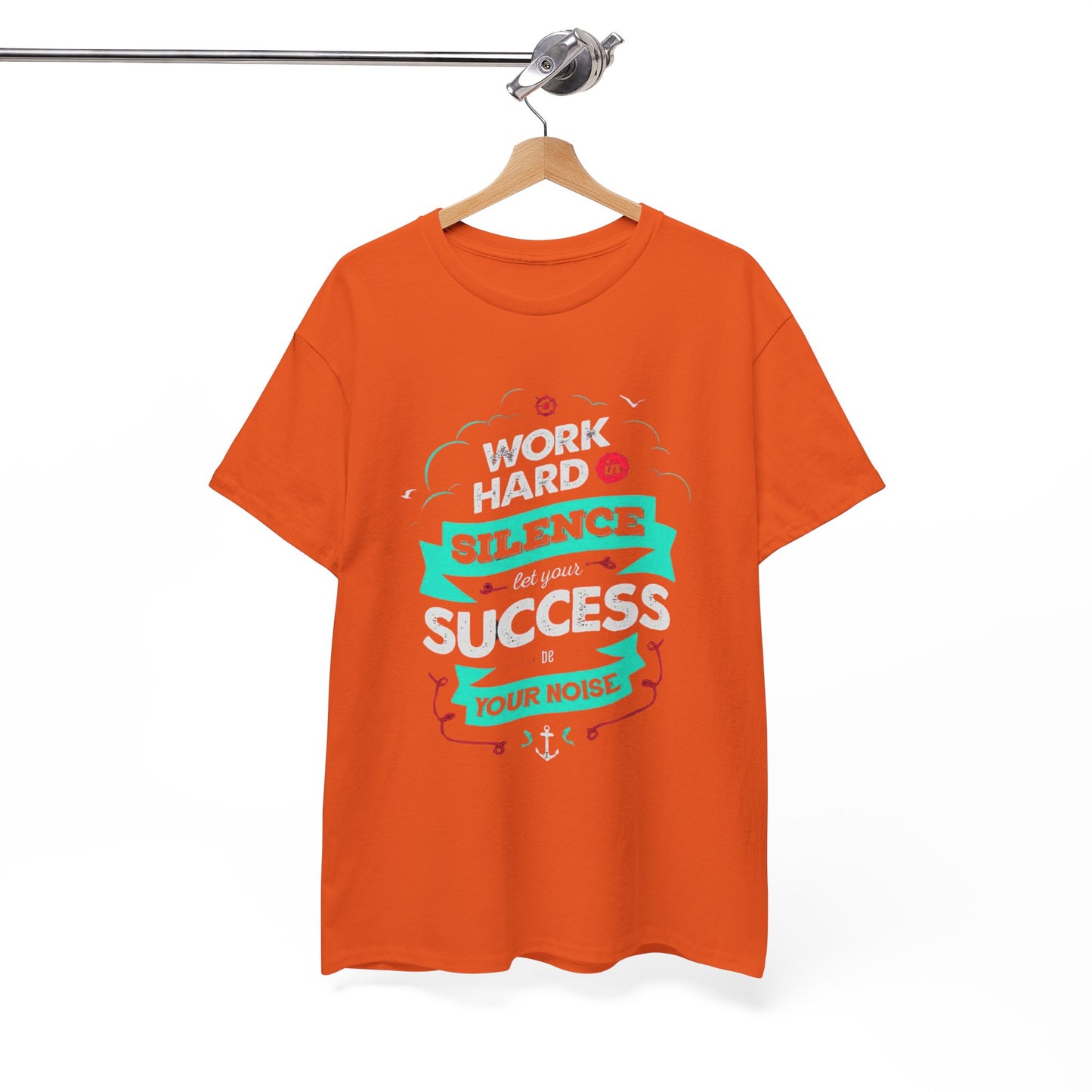 Inspirational Unisex Heavy Cotton Tee - 'Work Hard, Silence Your Noise'