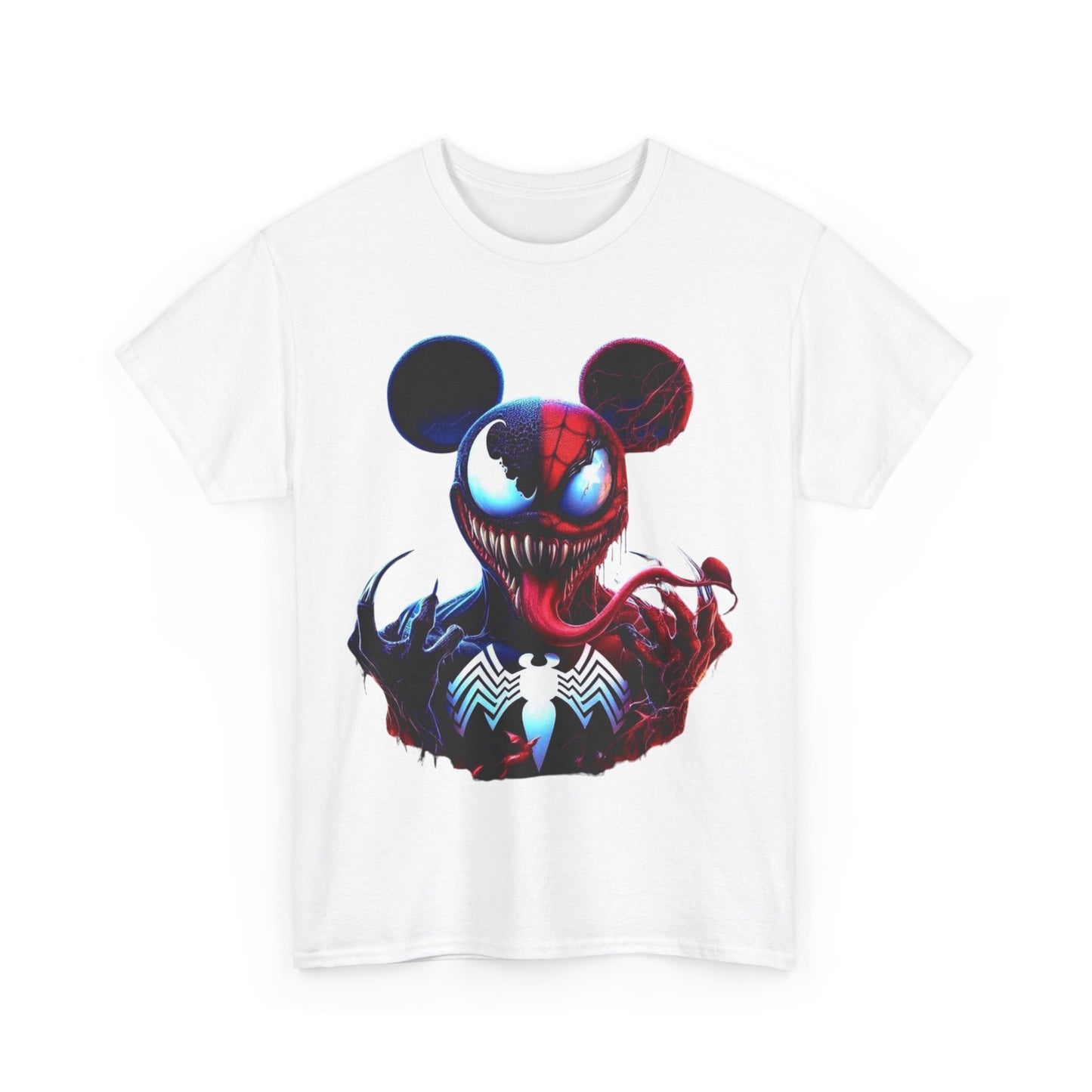 Unisex Heavy Cotton Tee - Spooky Spider Mouse Graphic Tee for Comic Fans